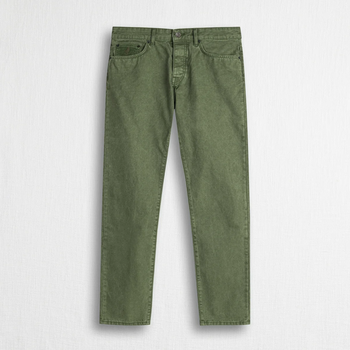 Pantalone 5 tasche in canvas delavè - Dark Olive