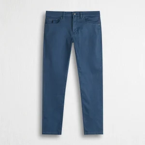 Pantalone 5 tasche casual in cotone stretch tinto a pigmento - Navy Blue