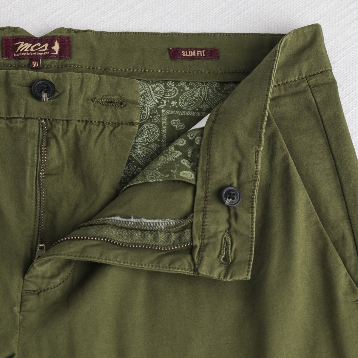 Pantalone chino in popeline stretch - Dark Olive - immagine 5