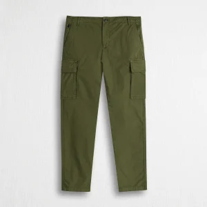 Pantalone cargo in popeline stretch - Dark Olive